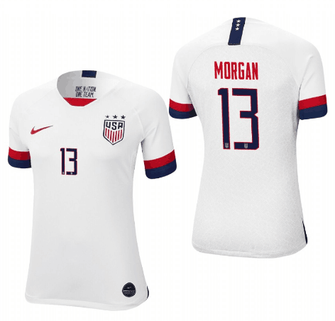 Women's USA #13 Morgan Alex White 2019 World Cup Fifa Jersey